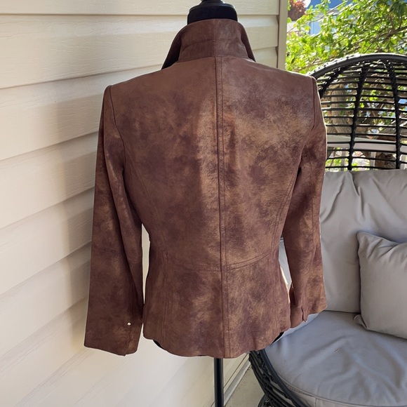 Ashley B Bernardo Genuine leather zip blazer (M) - Picture 2 of 9